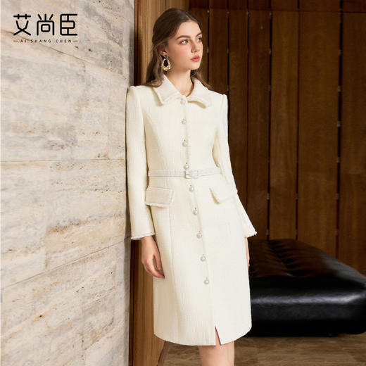 艾尚臣小洋装富家千金肌理感羊毛小香风连衣裙女中长款气质裙秋冬 商品图1