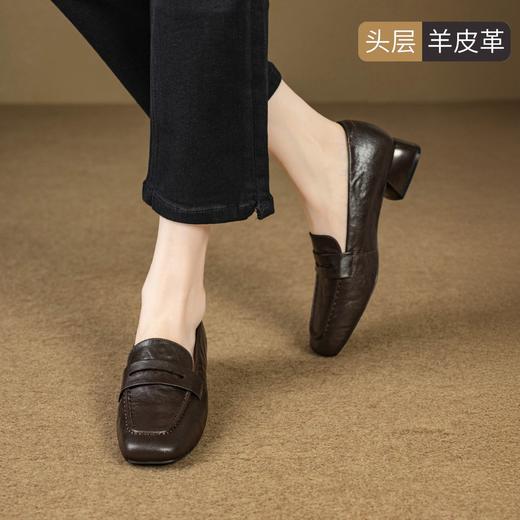 ZHR则则头层羊皮时尚中口单鞋2025新款懒人一脚蹬妈妈鞋通勤女鞋 商品图8