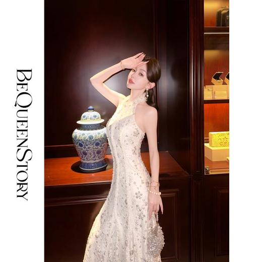 【孤品样衣，不退不换】【璀璨盛夏】浪漫鱼骨蕾丝镂空挂脖礼服鱼尾裙 商品图4