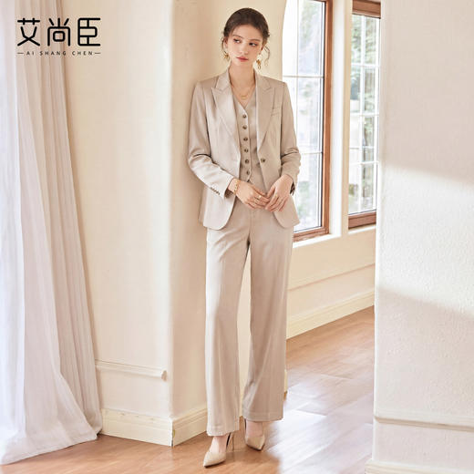艾尚臣办公室商务高级感优雅通勤西装套装女三件套鎏金色老钱气质 商品图3