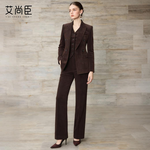 艾尚臣长袖商务西装套装女冬季双排扣收腰西服正装职业装气质女装 商品图1