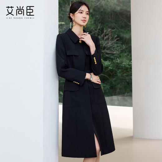 艾尚臣2025新款高级感黑色小香风连衣裙法式赫本风收腰显瘦工作服 商品图1
