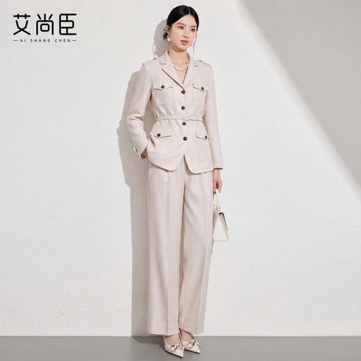 艾尚臣通勤西装套装女春季学院风米色两件套职场穿搭商务西服正装 商品图2