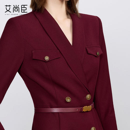 艾尚臣酒红色西装连衣裙女正式场合主持人西装裙女神范通勤职业装 商品图2
