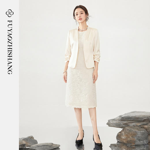 FUYAO扶摇直上 轻奢奶油白西装两件套女西服职业装正装高级感通勤 商品图3