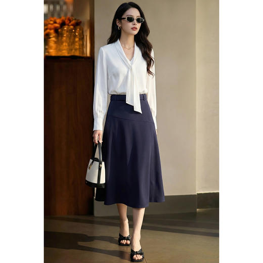 米思阳2026春季新款复古优雅赫本风高腰半身裙A字裙大摆裙女1678 商品图7