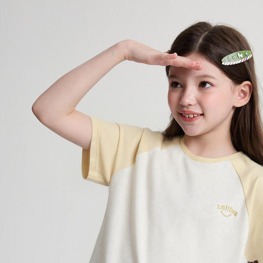 笛莎/Deesha 2026年夏季新款女童中大童插肩袖撞色T恤 商品图1