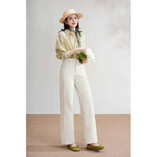 【FIVE WHITE GEESE 钛金樱花九分直筒裤】三色可选，90-150斤可穿，直筒版型，修饰包容，久坐不起皱~ 商品图0