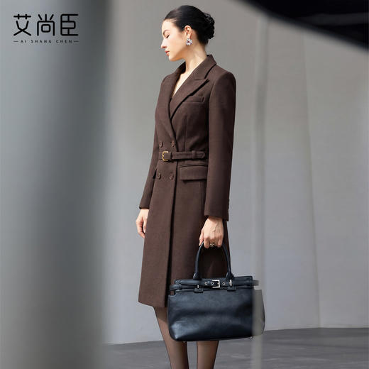 中长款大衣外套两穿高级感复古西装连衣裙女收腰显瘦气质通勤羊毛 商品图3