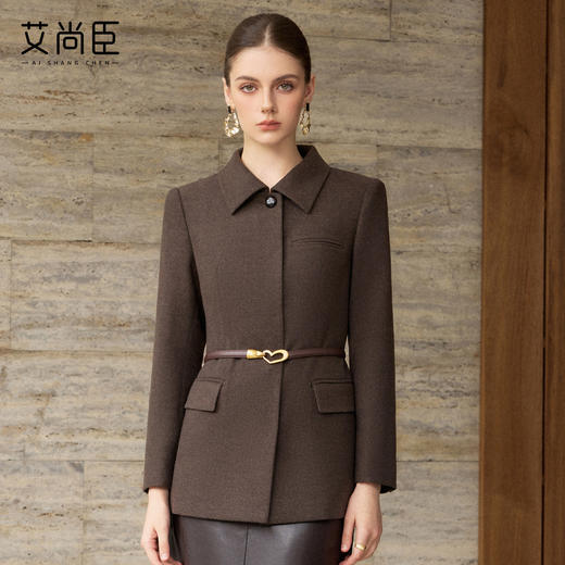 艾尚臣【暖棕醇韵】翻领短外套女职场高级感上衣职业西装秋冬呢子 商品图2