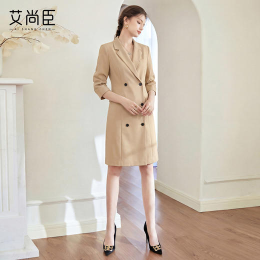 艾尚臣轻熟风西装领连衣裙女主持人上台裙子职场高级感显瘦中长款 商品图3