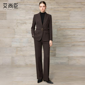 艾尚臣西装套装女2025冬季通勤毛呢西服职业装极简风厚羊毛两件套