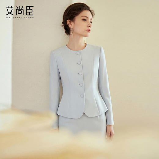 艾尚臣冰岛蓝系列优雅风西装套装女职业装高级感气质时尚两件套春 商品图3