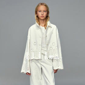 💕春3童装镂空绣花法式牛仔外套