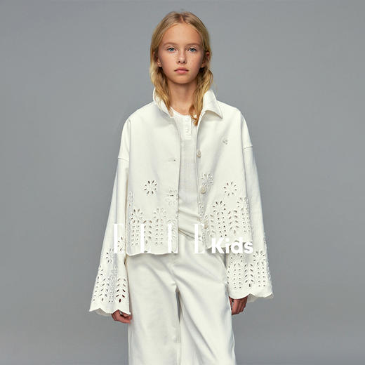 💕春3童装镂空绣花法式牛仔外套 商品图0