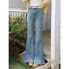 鹿向南「复古风姿」版型超好看的微喇牛仔裤女春季高腰浅蓝色长裤 商品缩略图0