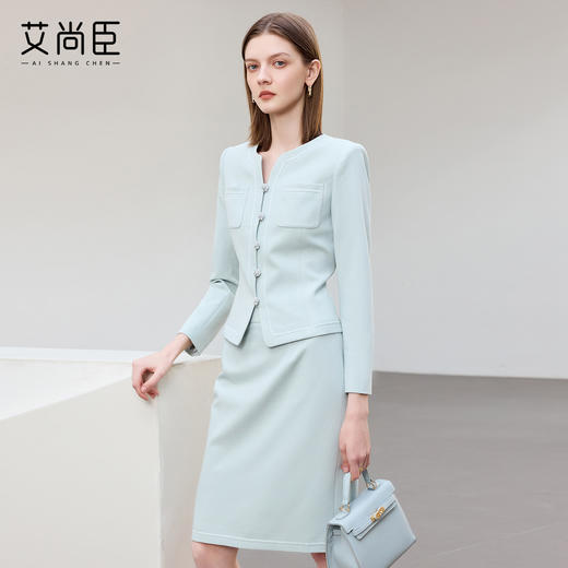 艾尚臣小香风西装套装女高级感圆领小个子时尚套装简约通勤职业装 商品图3
