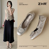 ZHR则则头层牛皮真皮平底软底单鞋2025新款百搭气质女鞋一脚蹬女 商品缩略图1