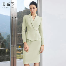 艾尚臣销售职业装工装浅绿西装连衣裙女收腰气质职业装工作服团服