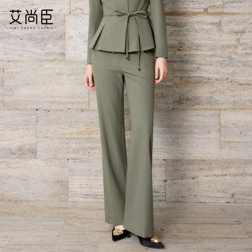 艾尚臣通勤风收腰西装套装女复古松绿色职业装气质正装束腰西服 商品图4