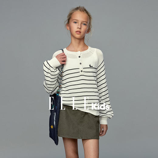 💕春季童装-条纹插肩袖套头毛衣Y017EL 商品图1