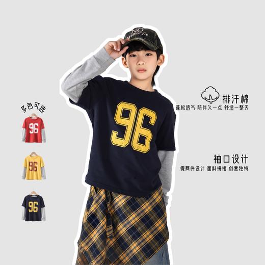 【MUBENMI木本木米2610数字拼袖T恤】儿童复古数字拼袖T恤｜美式风格，潮流担当~软到犯规+百搭到哭｜3色闭眼入不踩雷✨ 商品图2