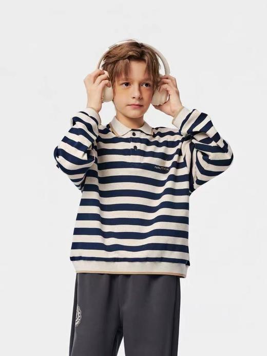 8楼NAUTICA/诺帝卡童装男女童卫衣长袖条纹春季儿童POLO衫中大童翻领吊牌419元活动价251元 商品图0
