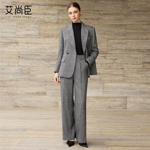 艾尚臣【织梦罗绮】老钱风西装外套女秋冬人字纹羊毛商务职业套装 商品图1