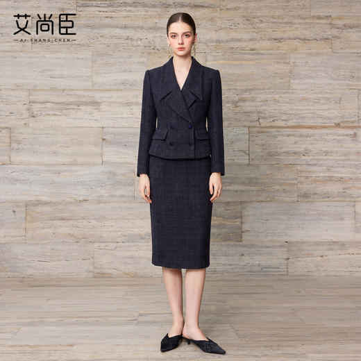 艾尚臣羊毛时尚套装女春季高级感通勤商务职业装气质西装两件套 商品图3