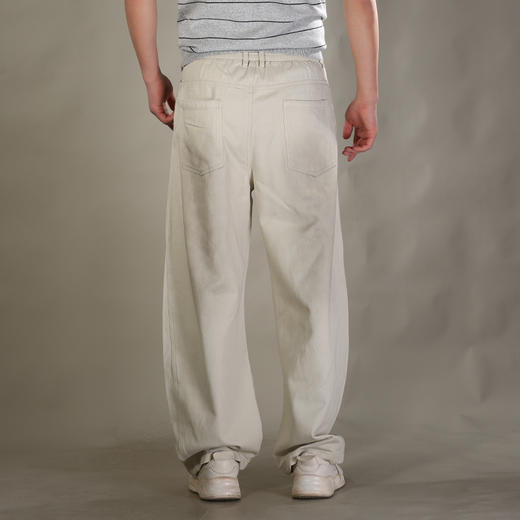 DRONKOO 2026 抽绳半松紧口袋脚口斜破缝喷色做旧中厚牛仔长裤 商品图4