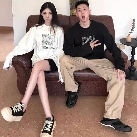 【YW】无忧购情侣款韩版卡通印花简约休闲纯棉长袖t恤（截单后7天发货) 商品图2