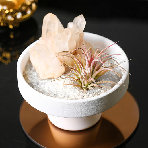 【祈愿吉品】马年高脚水晶碎石盘摆件水晶黑色款水晶高脚石花盆 商品图3