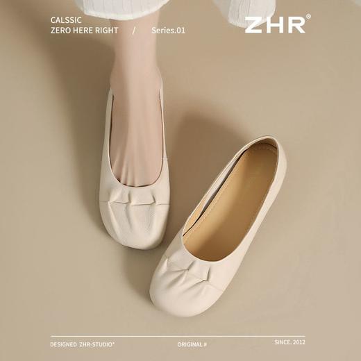 ZHR则则羊皮浅口气质单鞋真皮女2026新款百搭粗跟一脚蹬通勤单鞋 商品图3