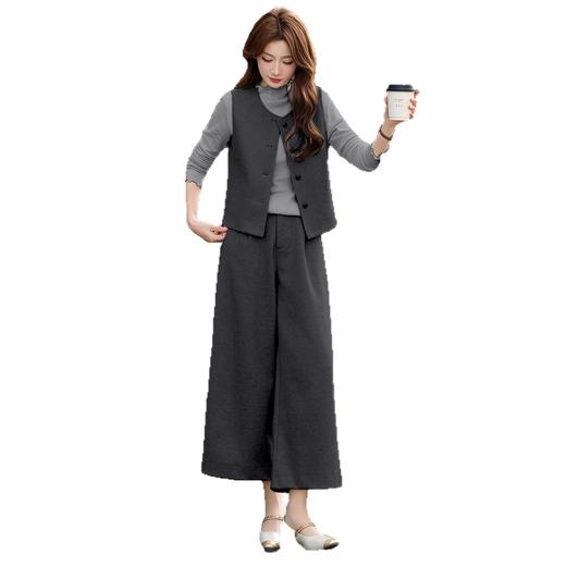 超好看洋气轻熟风气质套装，显瘦时髦马甲阔腿裤三件套HR-2671 商品图4