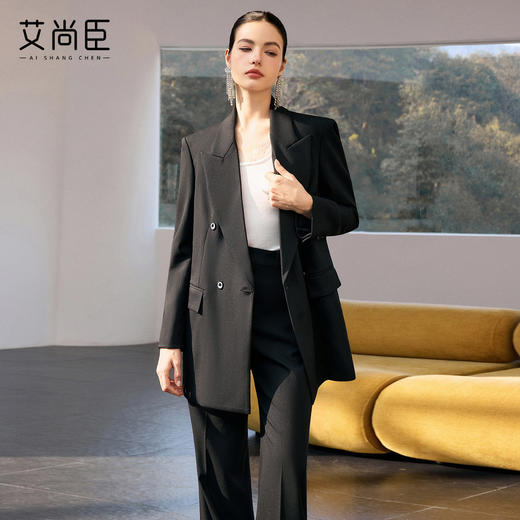 艾尚臣黑色西装外套女通勤商务风oversize阔版气质职场大女主气场 商品图2