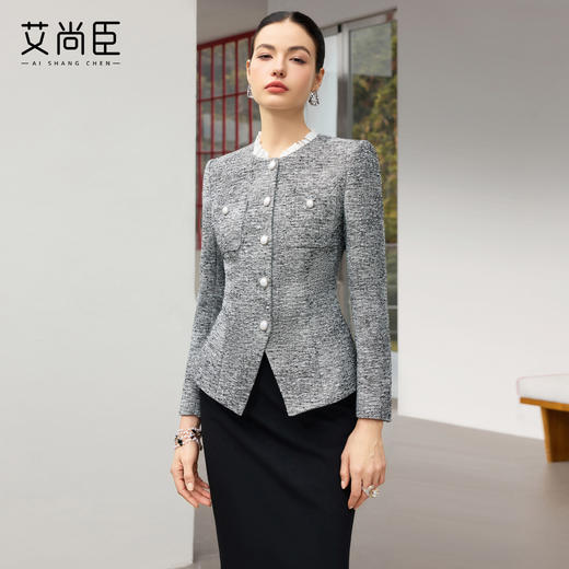艾尚臣轻奢小香风西装套装女春季2026新款通勤优雅长袖西服两件套 商品图2
