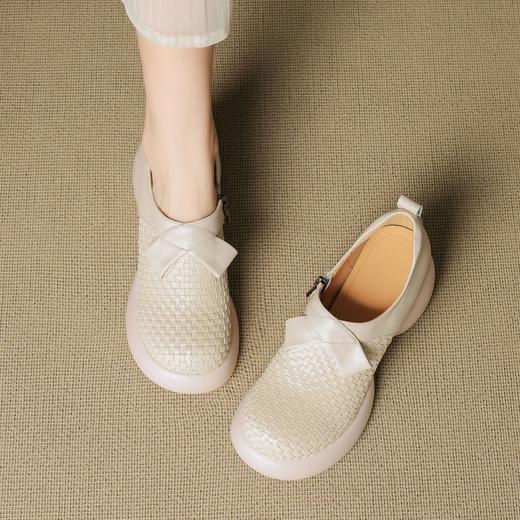 【预售5天】厚底松糕鞋女真皮圆头懒人秋小个子高跟小皮鞋168XY&1681316 商品图3