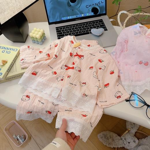 【10A抗菌亲子款29.9/套起】2026春夏新款女童时光棉家居服套装甜美花边睡衣两件套聚 商品图3