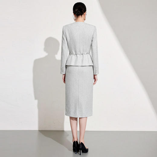 艾尚臣小香风灰色西装套装女秋冬职业通勤高级感收腰两件套 商品图3