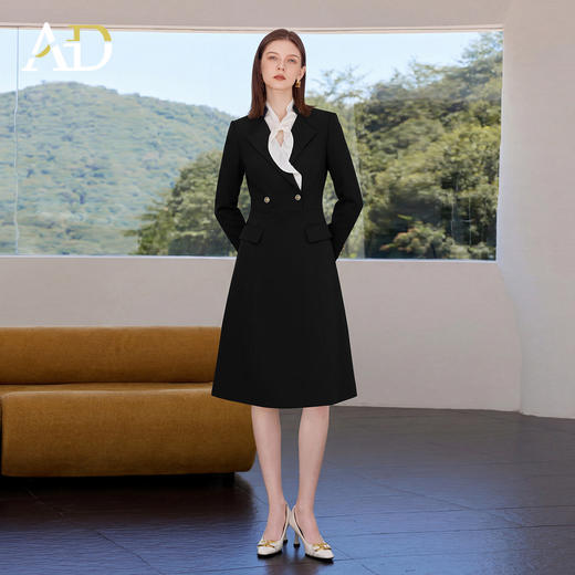 AD高端精致连衣裙女春2026新款今年流行爆款高知得体早春黑色裙子 商品图2