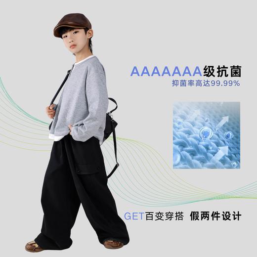 【MUBENMI木本木米2609假两件休闲卫衣】这件假两件卫衣我家娃穿了不想脱！韩系穿搭轻松拿捏，简单配色，是春天的“出场设置”，松弛感满满，穿上秒变韩系酷帅小孩~ 商品图3