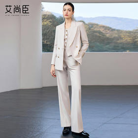 艾尚臣2026新款西装三件套女春季米白色通勤风修身气质OL西服套装