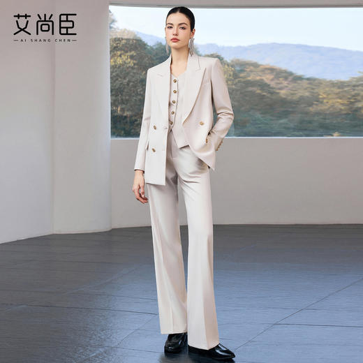 艾尚臣2026新款西装三件套女春季米白色通勤风修身气质OL西服套装 商品图0