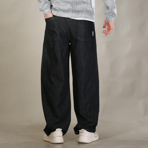 DRONKOO 2026 抽绳松紧腰破骨前移左袋织唛普洗中厚牛仔长裤 商品图4