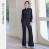 FUYAO扶摇直上春新款极简风牛仔西服套装女气质休闲阔腿裤两件套 商品缩略图0