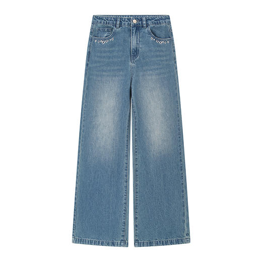 💕春3童装法式经典绣花直筒百搭牛仔长裤 商品图4