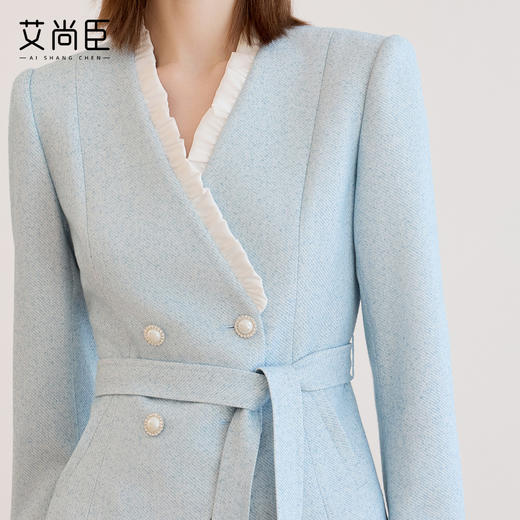 艾尚臣晨曦蓝西装套装女高端精致女职业装商务通勤厚西服两件套冬 商品图2