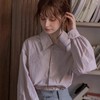 【法式通勤玫瑰刺绣薄外套】中古感灯笼袖长袖衬衫 早春季 上衣复古紫色衬衣  商品缩略图2