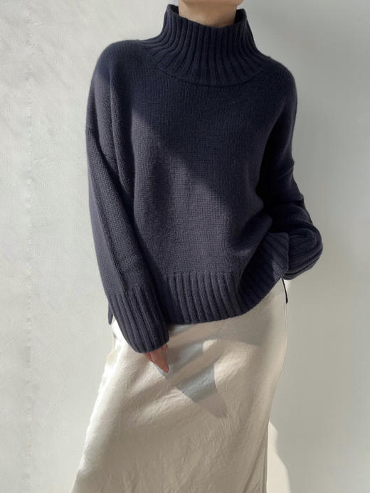 Puree｜#1969 Cocoon Sweater High Neck 羊绒高领茧型厚毛衣 [  白 / 黑  ] 商品图1