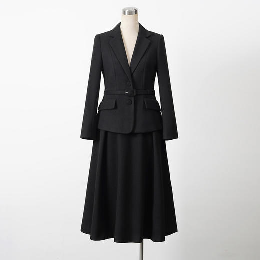 艾尚臣通勤风黑色毛呢西装套装女修身收腰呢子职业套裙气质秋冬款 商品图3